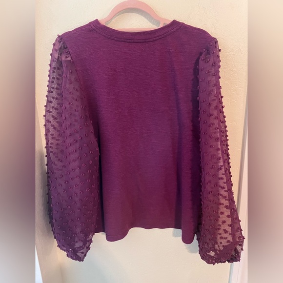 Anthropologie Plum Sheer Sleeve Blouse - Picture 3 of 3